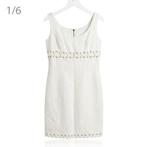 Laundry By Shelli Segal Ivory Sleeveless Embellished Shift Dress